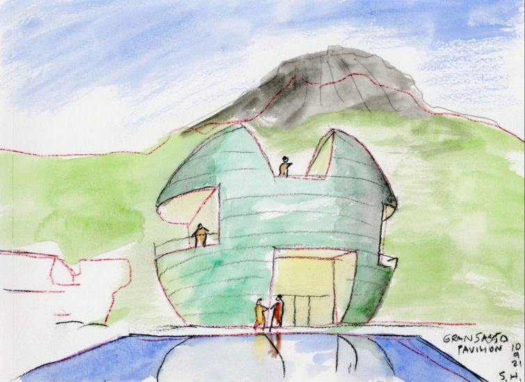 HALF EARTH - Steven Holl, Half Earth. Gran Sasso Pavilion, cm. 32,5 x 23
