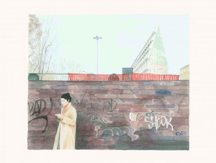 Una città - Mura Spagnole_2018_acquerello su carta cotone_cm. 31x41