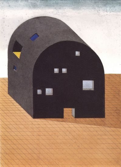 “Antonia Jannone: Una galleria lunga 40 anni” fino al 14 maggio presso l’Ordine degli Architetti - Ettore Sottsass, Architettura monumentale, 			acquarello su cartoncino, 63x73.5 cm