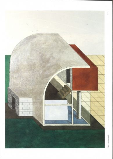 Architettura Attenuata. 24 disegni di Ettore Sottsass - Casa molto normale, acquarello, 61x46 cm
