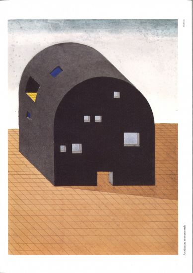 Architettura Attenuata. 24 disegni di Ettore Sottsass - Architettura Monumentale, acquarello, 61x46 cm