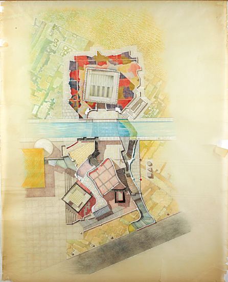 Una festa per l’architettura: modelli, pensieri e disegni - Gaetano Pesce, Maison des enfants, 1985
inchiostro multicolore, matita e pastelli colorati su carta, 121 x 171 cm