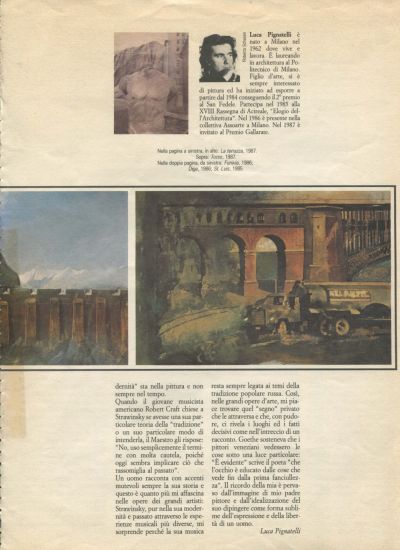Luca Pignatelli. Immaginazione: paesaggi e architetture - Luca Pignatelli, Racconti, in “Grand Bazaar Harpers”, n.56, giugno-luglio1987, p. 99
