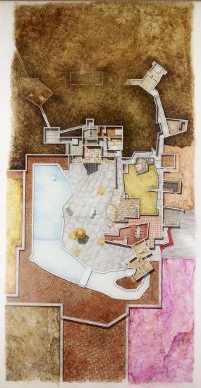 Una festa per l’architettura: modelli, pensieri e disegni - Gaetano Pesce, Hubin’s House in Gordes, 1988 inchiostro su carta da lucido, 123 x 227 cm