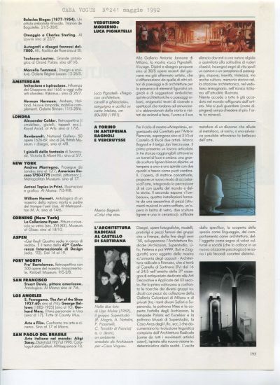 Luca Pignatelli. Voyage. Dipinti e disegni - Vedutismo moderno: Luca Pignatelli, in “Casa Vogue”, n. 241, maggio 1992, p. 193
