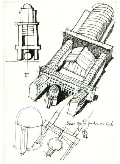 Disegni 1980 - 1996 - Studio per la scuola di Cantù, 1987, 29.5 x 21 cm