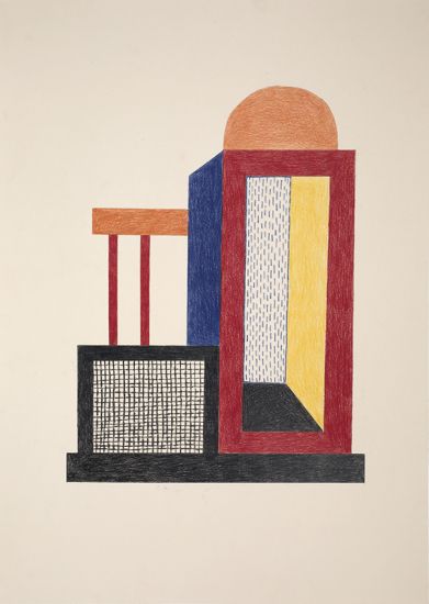 Costruzioni - Nathalie Du Pasquier, Untitled, 2021, matite colorate su carta, cm 50x70