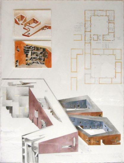 HALF EARTH - Steven Holl, Half Earth. Spiroid sectors for Dallas W_14 1/4/1991
cm. 57.2 x 76.2