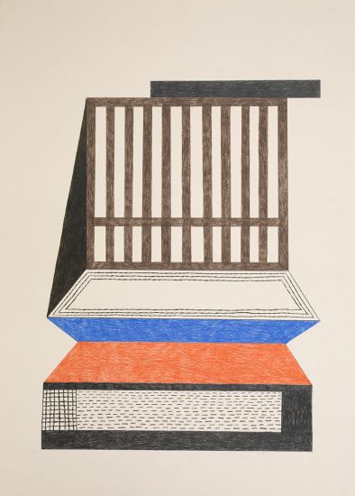 Costruzioni - Nathalie Du Pasquier, Untitled, 2019, matite colorate su carta, cm 50x70