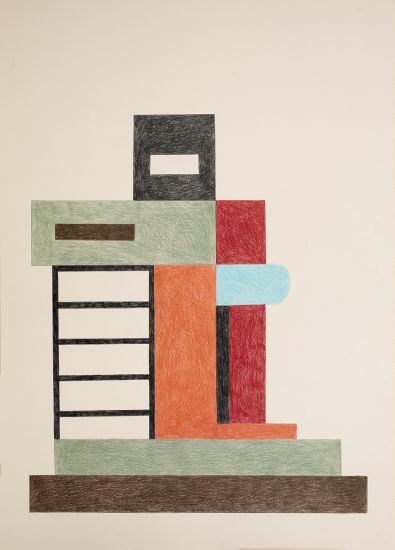 Costruzioni - Nathalie Du Pasquier, Untitled, 2021, matite colorate su carta, cm 50x70