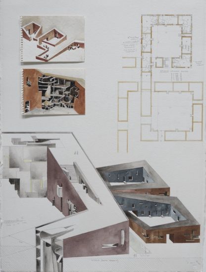 HALF EARTH - Steven Holl, Half Earth. Spiroid sectors for Dallas W_14 1/4/1991
cm. 57.2 x 76.2