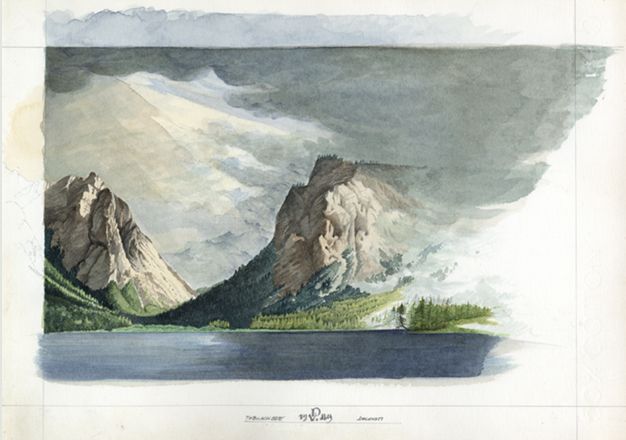 Rappresentazione del paesaggio - Dolomiti Toblachersee, cm. 25x35