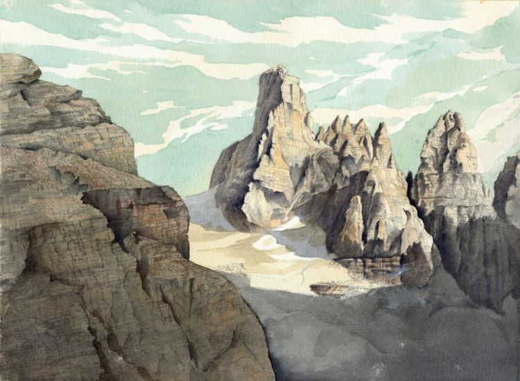 Rappresentazione del paesaggio - Dolomiti di Brenta cm. 24,8x29,5
