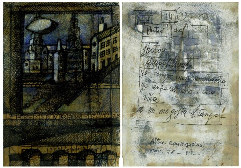 Monumental Memento - Aldo Rossi
Altre conversazioni, 1978
pastello e penna su carta, cm 21x15,1
fronte e retro