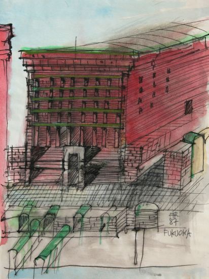 Monumental Memento - Aldo Rossi
Fukuoka, 1987
pennarello e acquerello su carta, cm 30x22,5