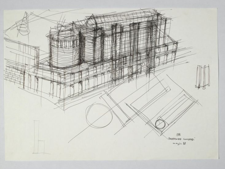 Monumental Memento - Aldo Rossi
Palazzo dei congressi, 1988
penna su carta, cm 30x42,2