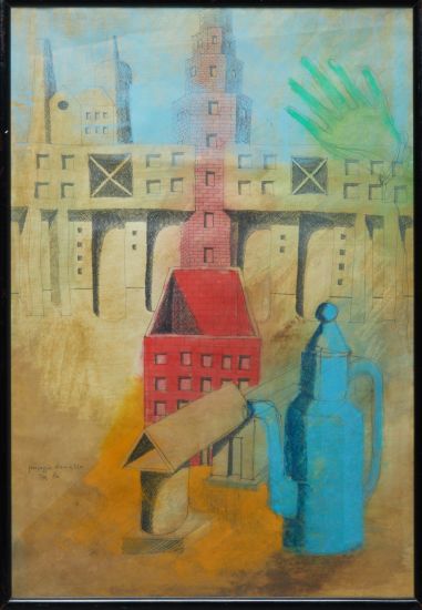 Aldo Rossi - Paesaggio domestico, 1980, penna e pastelli colorati su carta_ph. Henrik Blomqvist