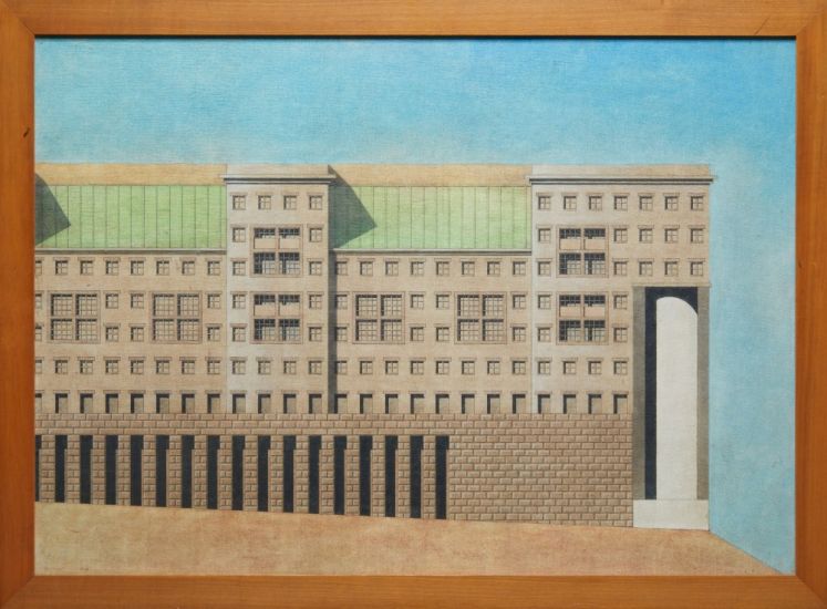 Aldo Rossi - Edificio residenziale per Platea di Fontivegge, Perugia, 1982, china e olio su cartone telato, cm 56x76_ph. Henrik Blomqvist