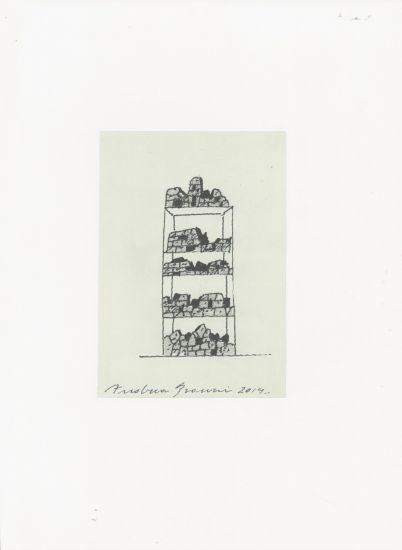 Artissima 2024 - Andrea Branzi, Dolmen, 2014, pennarello e matita su carta, cm.16x11, con cornice cornice cm 26,5x35,5