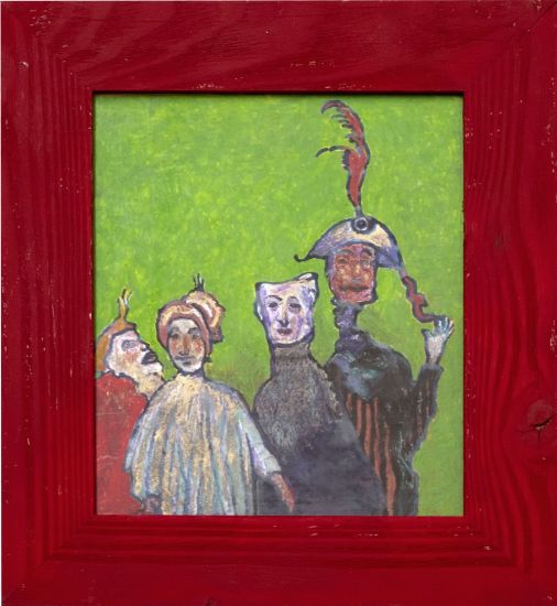 L’architettura appartiene al teatro - Andrea Branzi, ENSOR 10 da particolare “Strane maschere” 1892, 2022 marker on print with painted frame cm. 30,4 x 26,9  © Leone Locate