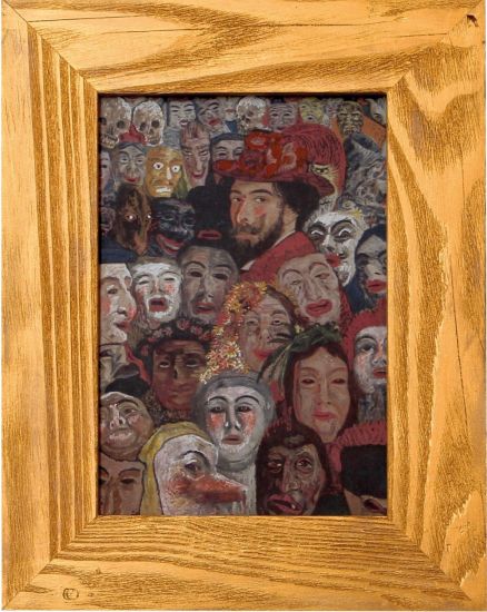 L’architettura appartiene al teatro - Andrea Branzi, ENSOR 2 da “Autoritratto con Maschere” 1899, 2022, marker on print with painted frame, cm. 22,6 x 29,4  ©Leone Locatelli