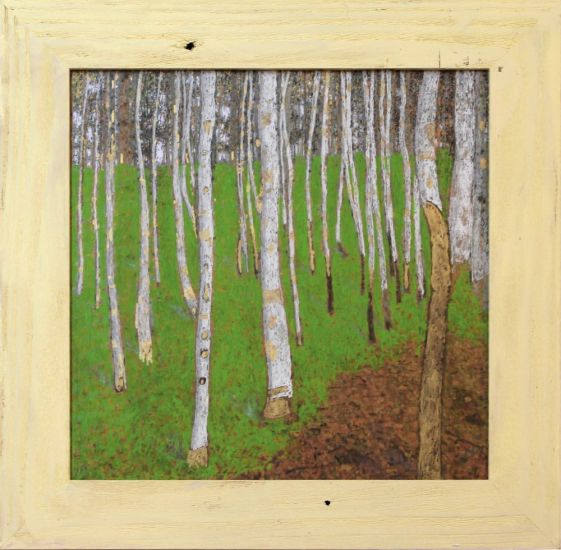 L’architettura appartiene al teatro - Andrea Branzi, KLIMT 1 da “Bosco di betulle” 1902, 2022, marker on print with painted frame, cm. 36 x 36  ©Leone Locatelli