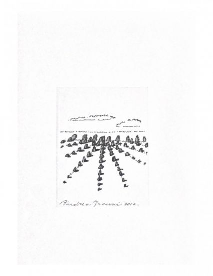 Artissima 2024 - Andrea Branzi, Dolmen, 2012, pennarello e matita su carta, cm.16x11, con cornice cornice cm 26,5x35,5