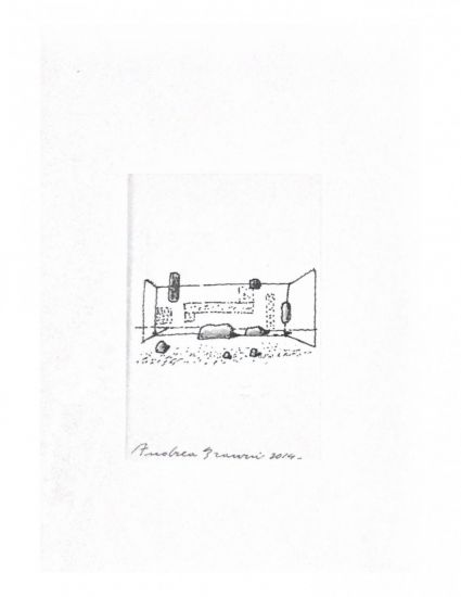 Artissima 2024 - Andrea Branzi, Dolmen, 2014, pennarello e matita su carta, cm.16x11, con cornice cornice cm 26,5x35,5