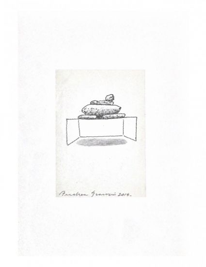 Artissima 2024 - Andrea Branzi, Dolmen, 2014, pennarello e matita su carta, cm.16x11, con cornice cornice cm 26,5x35,5