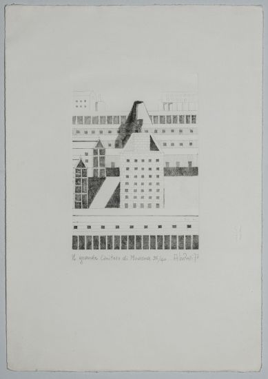 Aldo Rossi - Il grande cimitero Modena, 1973, incisione 35/40, 51x35.5 cm