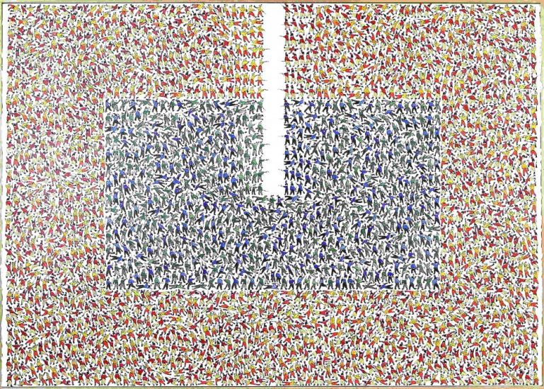 La conquista della tela - Battaglia 11,2019, cm56x78, Penna e Acquerello su carta
