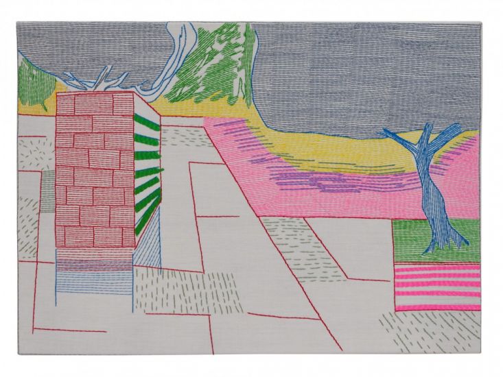 ABOUT NOW - Beppe Caturegli, BC 021 24 W, 2024, Ricamo policromo su tela di cotone, cm 50x70