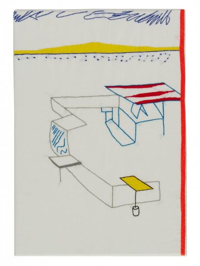 ABOUT NOW - Beppe Caturegli, BC 109 24 W, 2024, Ricamo policromo su tela di cotone, cm 50x35