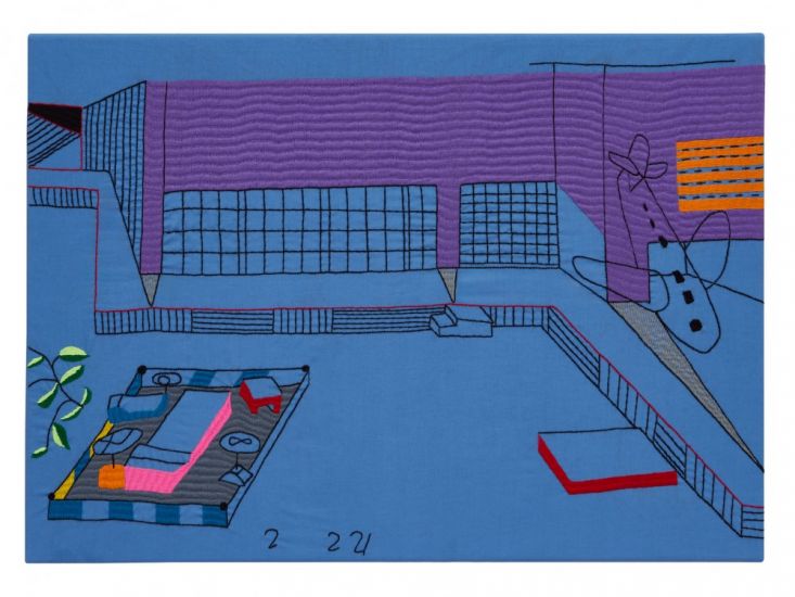 ABOUT NOW - Beppe Caturegli, BC 22 21 B, 2024, Ricamo policromo su tela di cotone, cm 50x70_