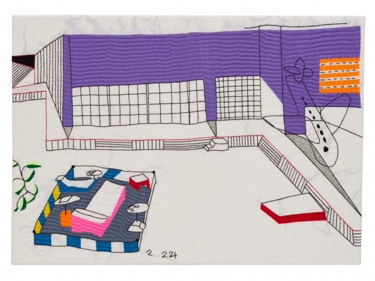 ABOUT NOW - Beppe Caturegli, BC 22 21 W, 2024, Ricamo policromo su tela di cotone, cm 50x70