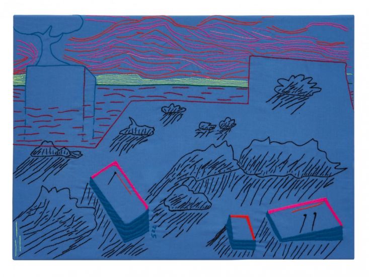 ABOUT NOW - Beppe Caturegli, BC 5 22 B, 2024, Ricamo policromo su tela di cotone, cm 50x70