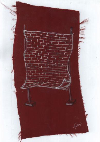 Interni Morbidi - Muro morbido, 2022,pennarello su raso, cm. 39,5x19