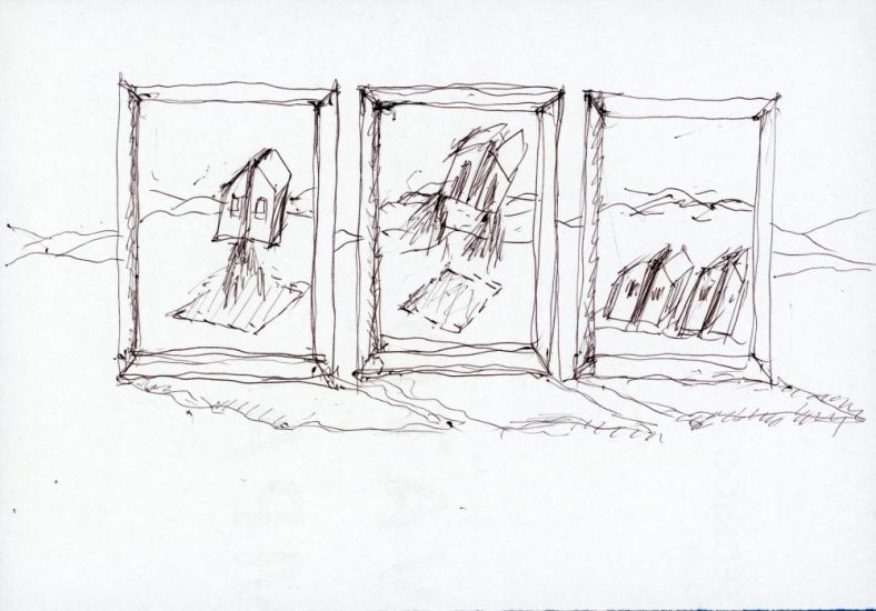 Interni Morbidi - Schizzo di studio per arazzo N. 12, 2023, pennarello su carta, 21x15 cm