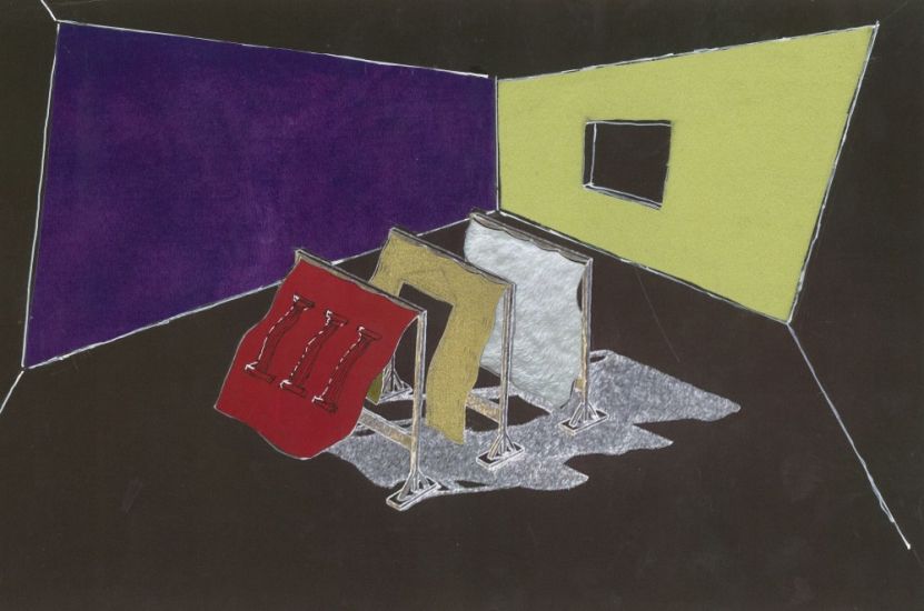 Interni Morbidi - Studio preparatorio per arazzo n. 11, 2021-2022,tecnica mista su carta,cm.29,5x42