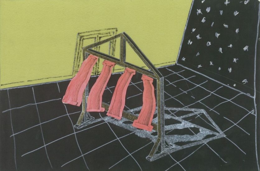 Interni Morbidi - Studio preparatorio per arazzo n. 9, 2021-2022,tecnica mista su carta, cm.29,5x42