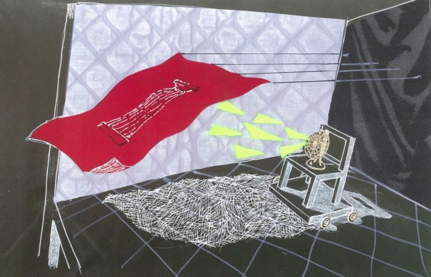 Interni Morbidi - Studio preparatorio per arazzo n. 6, 2021-2022, tecnica mista su carta, cm.29,5x42