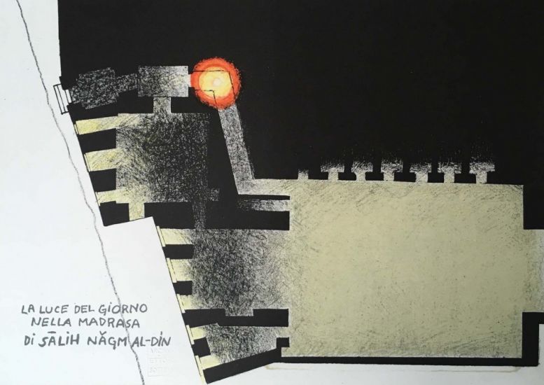 Souvenir Sottsass - Trattato di architettura, 1999, litografia, cm 24 x 34