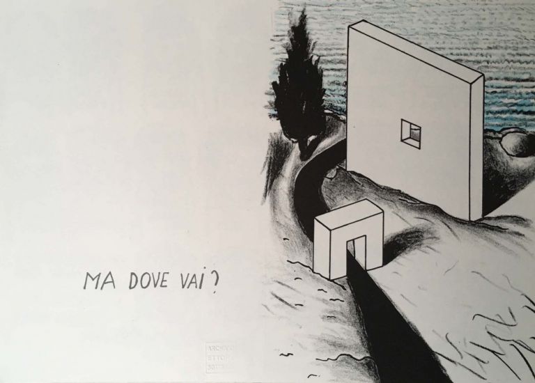 Souvenir Sottsass - Trattato di architettura, 1999, litografia, cm 24 x 34