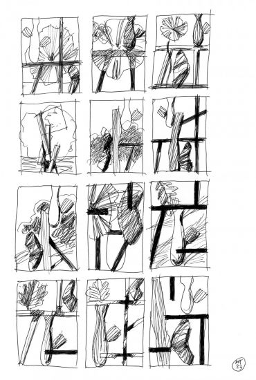 Barricades - Mario Trimarchi, Sketch 5, 2023, china su carta, 20x29,7 cm