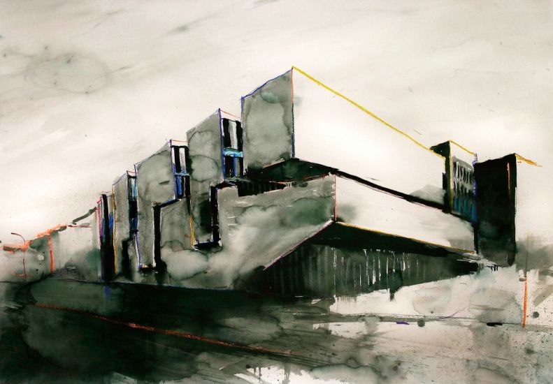 ARCHIZONE - Alessandro Busci, Nuova Bocconi 2009, china e pastello su carta, cm 100x150