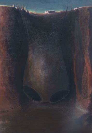 Orsina Sforza - Orsina Sforza, Appeso, 1997, olio su tavola, cm 100 x 70