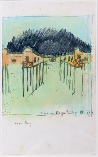 Aldo Rossi - Casa a Borgo Ticino - Casa Bay, 1973/75, inchiostro e pastello su carta, 29x23 cm