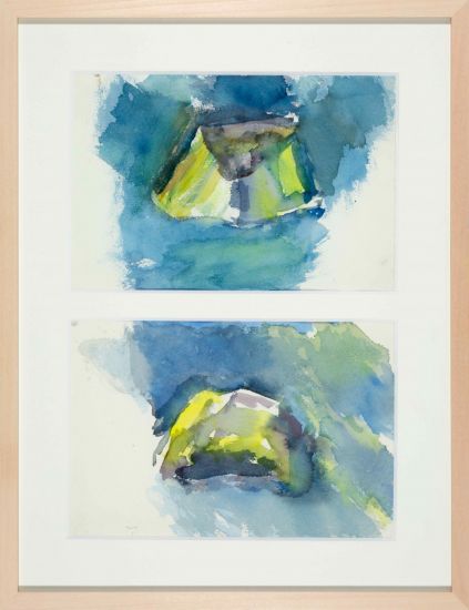 a Pietrasanta con Roberto Sambonet - Ischia, 1984, acquarello, cm 40 x 52 con cornice, ph. Alice Fiorilli