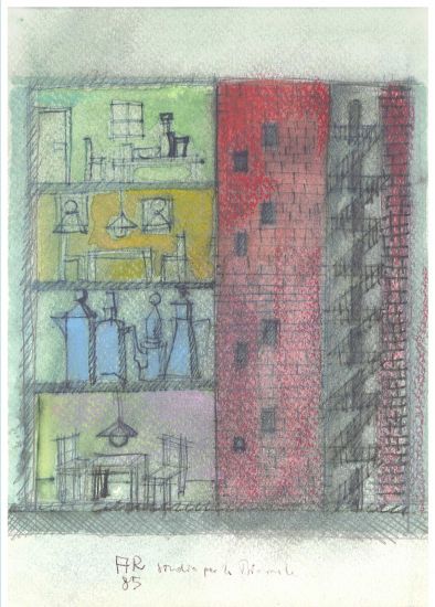 Paesaggi urbani - estesa fino al 5 novembre - Aldo Rossi, studio per Triennale, 1985_acquarello e inchiostro su carta, cm 20,5x14,7