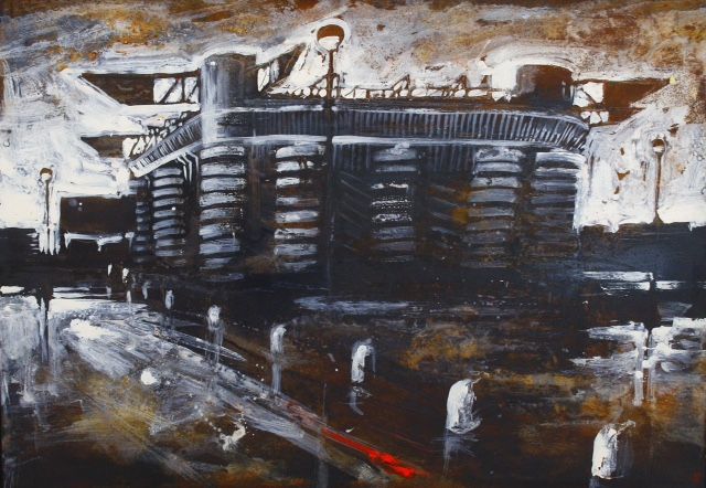 Milano, San Siro - Alessandro Busci, San Siro Avorio, smalto su ferro, 51x71 cm, 2003